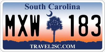 SC license plate MXW183