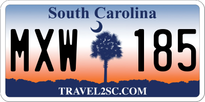SC license plate MXW185