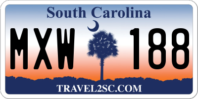 SC license plate MXW188