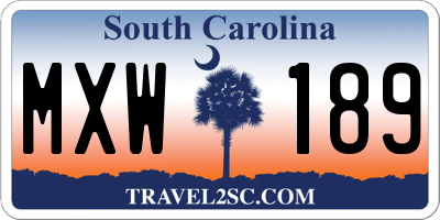 SC license plate MXW189