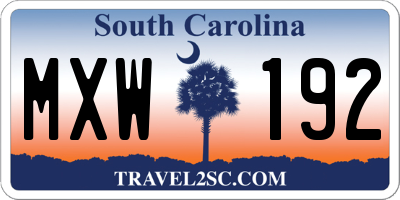 SC license plate MXW192