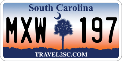 SC license plate MXW197
