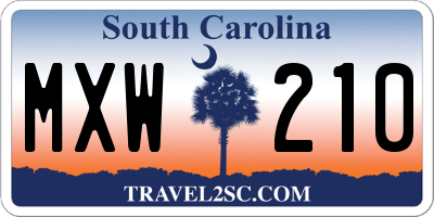 SC license plate MXW210
