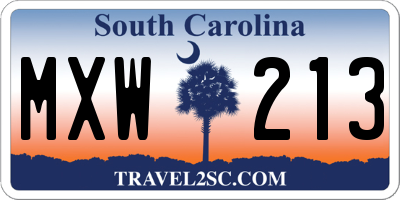 SC license plate MXW213