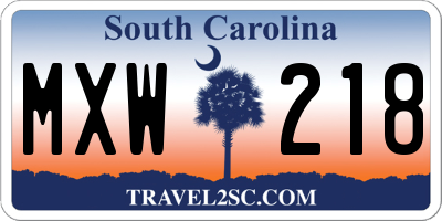SC license plate MXW218