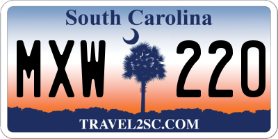 SC license plate MXW220