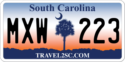 SC license plate MXW223