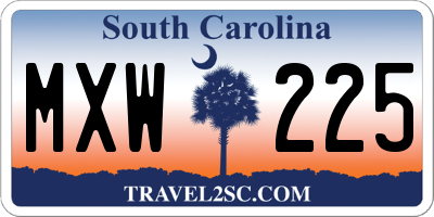 SC license plate MXW225