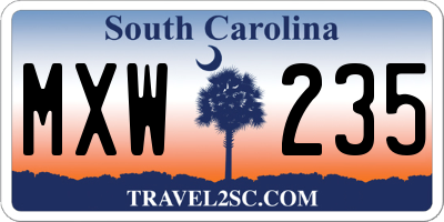 SC license plate MXW235