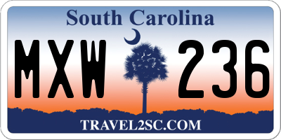 SC license plate MXW236