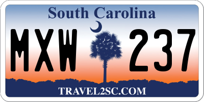 SC license plate MXW237