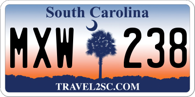 SC license plate MXW238