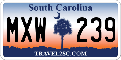 SC license plate MXW239