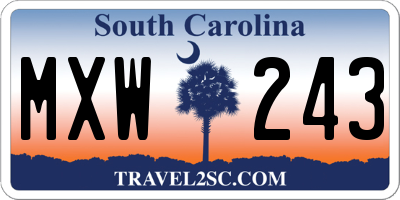 SC license plate MXW243