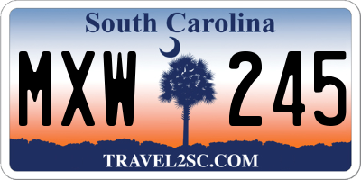 SC license plate MXW245
