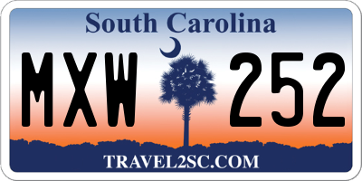 SC license plate MXW252