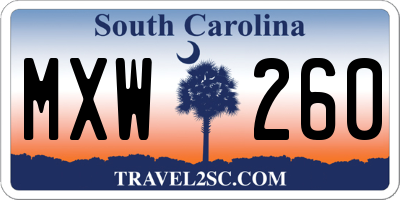 SC license plate MXW260