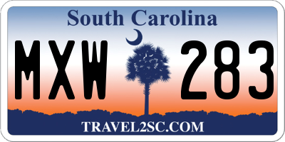 SC license plate MXW283