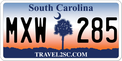 SC license plate MXW285