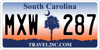 SC license plate MXW287