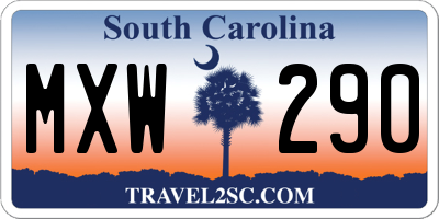 SC license plate MXW290