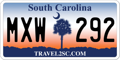 SC license plate MXW292