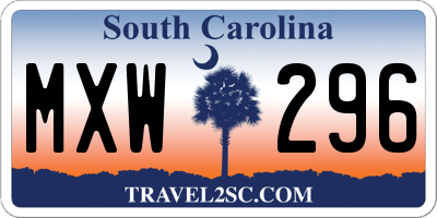 SC license plate MXW296