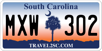 SC license plate MXW302