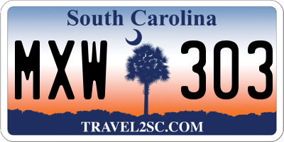 SC license plate MXW303