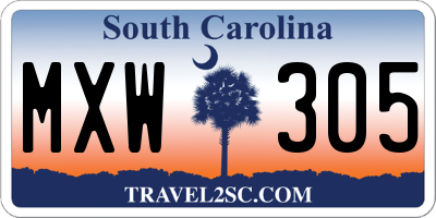 SC license plate MXW305