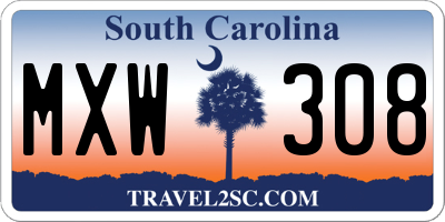 SC license plate MXW308