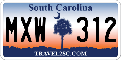 SC license plate MXW312