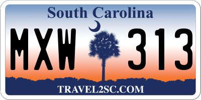 SC license plate MXW313