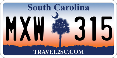 SC license plate MXW315