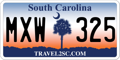 SC license plate MXW325
