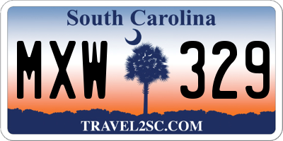 SC license plate MXW329