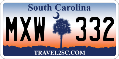 SC license plate MXW332