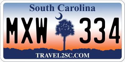 SC license plate MXW334