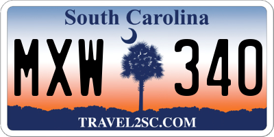 SC license plate MXW340