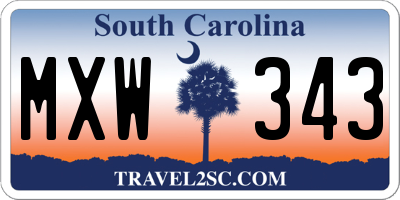 SC license plate MXW343