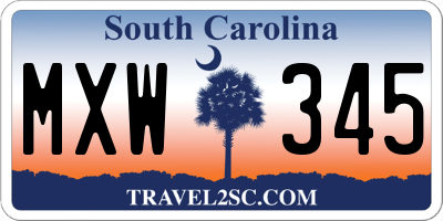 SC license plate MXW345