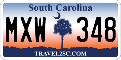 SC license plate MXW348