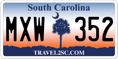 SC license plate MXW352