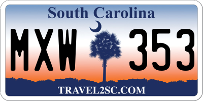 SC license plate MXW353