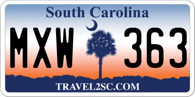 SC license plate MXW363