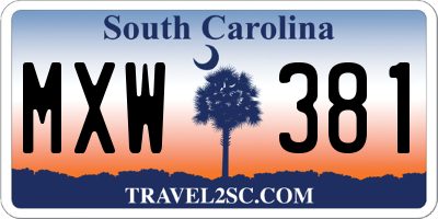 SC license plate MXW381