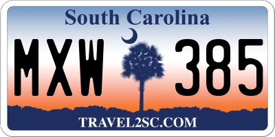 SC license plate MXW385