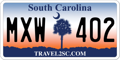SC license plate MXW402