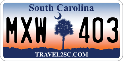 SC license plate MXW403