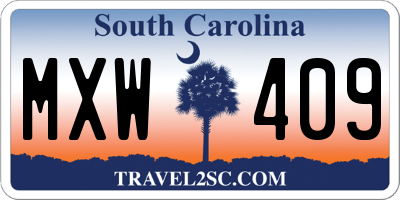 SC license plate MXW409
